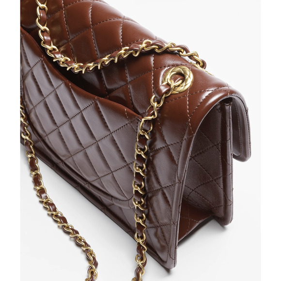 Chanel 24K Sweet Crush Flapbag Dark Brown Large CC Gold Classic Shoulder Bag - Picture 14 of 16